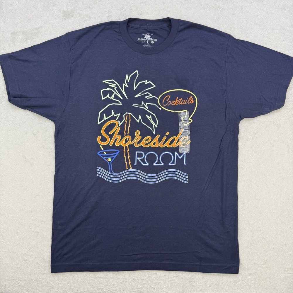 Island Shores Shirt Unisex Large Blue Shoreside Room Graphic Tee‎ T-Shirt